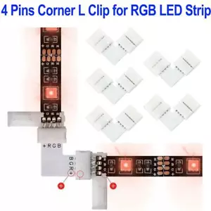 4-Pin 5050 RGB LED Strip Light Corner Connectors L Shape Adapter 90 Degree Joint - Picture 1 of 5
