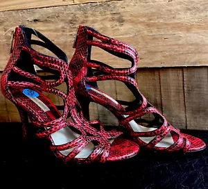 Sexy Correa de Piel de Serpiente Roja Michael Kors Tacones Altos Talla 6 1/2 Nuevo con Etiquetas Sin Caja - Imagen 1 de 10