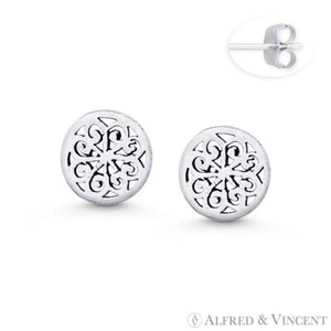 Orecchini a perno push-back argento sterling ossidato .925 fiore celtico irlandese charm - Foto 1 di 2