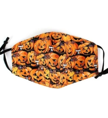 Face Mask-Halloween Pumpkin Face Soft Ear Elastic and Adjustable Toggle/ Adult - Image 1 of 2