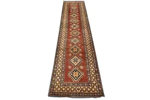 Kazak Runner 2'10'' x 10'11'' Red Wool Tribal Hand-Knotted Oriental Rug - Picture 1 of 13