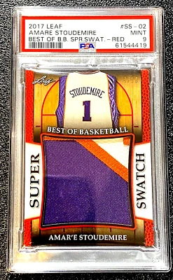 PSA 9 MINT AMARE STOUDEMIRE PATCH SSP /10 BEST OF BASKETBALL SUPER SWATCH G4020 - Image 1 of 3