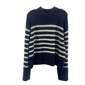 J.Crew Navy Striped Knit Pullover Sweater Women’s Large, Polyamide Spandex, NWT - Picture 1 of 4