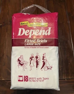 NUOVO Slip Vintage Depend Fitted Taglia Grande 1990 Confezione 18 SIGILLATO Retro Plastica - Foto 1 di 7