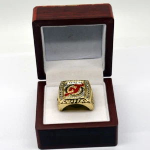 2003 NEW JERSEY DEVILS STANLEY CUP CHAMPIONS SIZE 11 WITH WOOD DISPLAY BOX - Picture 1 of 6
