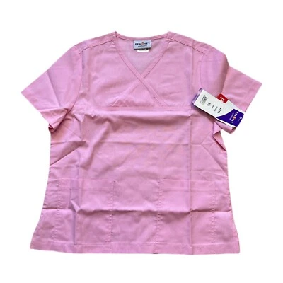 PEACHES Uniforms Womens SCRUB top Sz XS Powder Pink 4513 - Front Pockets NEW - Image 1 of 4