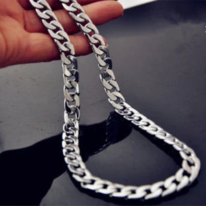 Collar de cadena hexagonal Figaro de acero inoxidable plateado para hombre joyería 24" regalo - Imagen 1 de 1