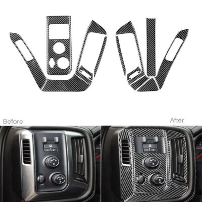 Cubierta de salida de ventilación de aire de fibra de carbono 13 piezas para Chevrolet Silverado 1500 2014-2018 Foto 1 de 4