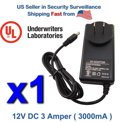 12V DC 3 Amper 3A ( 3000mA ) AC to DC Switch Mode Regulated Power Supply Adapter - Image 1 of 4