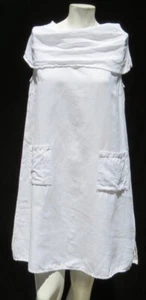 VASNA US size M White Linen Cotton Lagenlook Cowl Neck Tunic Shirt Dress as is - Picture 1 of 7