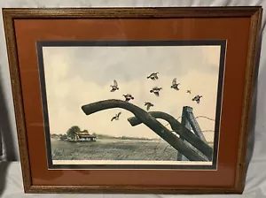 William Rodgers Jr. Painting Birds & Farmhouse Scene Matted & Framed - Picture 1 of 5