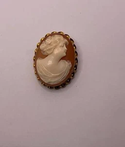 Antike Art Deco 20er Jahre 10K Gold Kamee Brosche Anhänger AMCO A. Michallef & Company - Bild 1 von 10