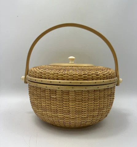 Basketville Nantucket Basket Lid Handle 7.5” Diameter  NEW Cover