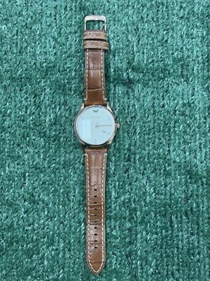 Emporio Armani AR1866 43mm Case Grey Dial Cognac Leather Men's Watch - Image 1 of 4