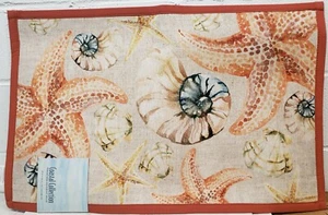Printed Accent Rug w/puff back nonskid(20"x32") SEALIFE,STARFISH & SEA SHELLS,CC - Picture 1 of 12