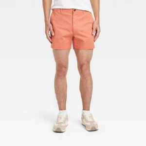 New CLUB ROOM Men's Regular Fit Stretch Chino Shorts Peach Orange Size 40 - Picture 1 of 7