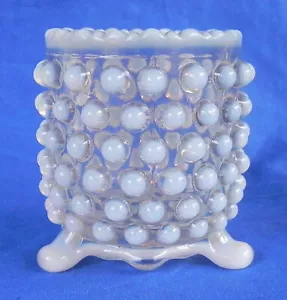 EAPG White Opalescent Hobnail Toothpick Holder, Nickle Plate/Beatty/Fenton? - Picture 1 of 7