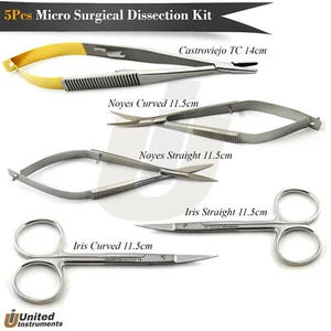 5Pcs Micro Surgical Dissection Kit Small Animals Surgery Veterinary Instruments - Picture 1 of 4
