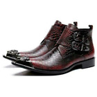 Mens Buckle Pointy Toe Zipper Casual High Top Leather Shoes Ankle Boot Brogues #