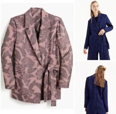 NWT J.CREW COLLECTION Size L Tie-close jacquard pajama kimono blazer Style H9602 - Image 1 of 4