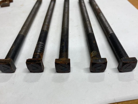 5 VINTAGE Rusty Square Head Bolts 6" x 3/8" for Antique Restoration Project Cover