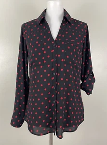 Camisa Express Portofino Negra Roja Lunares Calce Ajustado Trabajo Negocios Mujer Mediana - Imagen 1 de 4