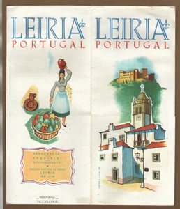 Rare 1959 LEIRIA PORTUGAL Foldout Tourist Brochure with Map in ENG-FR-PORT - Picture 1 of 3