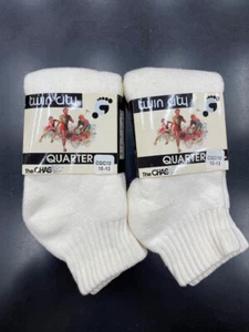 Vintage CQC Cotton Cushioned Quarter Socks NOS Twin City 2 pair Large 10-13 - Picture 1 of 3
