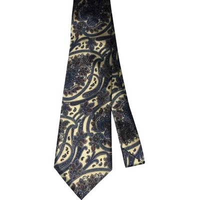 Corbata para Hombre Claybrooke Crema, Azul y Rojo Floral Paisley Geométrica 56"x3.75" Foto 1 de 4