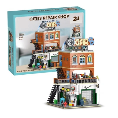 1637PCS Repair Shop Building Blocks City Street View Desktop Ornament - Image 1 of 4