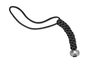 Spyderco Lanyard Round Weave Black Nylon Parachute Cord Pewter Bead BEAD2LY - Picture 1 of 1