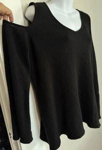 Roz & Ali schwarzer leichter Cold Shoulder Langarm Pullover Gr. 2XL - Bild 1 von 5