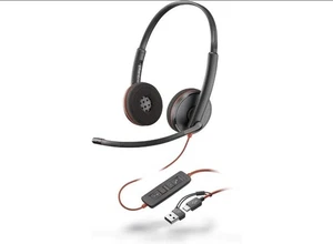 Poly Blackwire 3220 Stereo USB-C Black Headset +USB-C/A Adapter - Picture 1 of 1