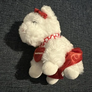 Vintage Glund Peluche Gatto Bianco Sweetheart Gonna Rossa Fiocco Rosso - Foto 1 di 5