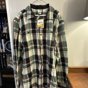 The North Face Arroyo Flannel Shirt Green White Men's Large XXL NWT - Picture 1 of 14