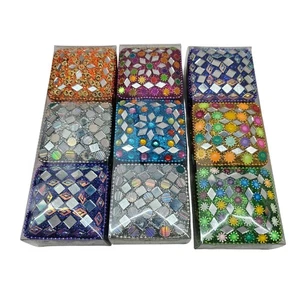 8er Set Perlen verspiegelt Schmuckschatullen Indisch Mosaik Schmuck Geschenk Andenken Boho - Bild 1 von 18