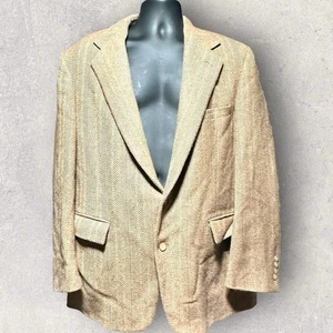 Blazer vintage Polo Ralph Lauren beige a spina di pesce 44R made in USA look lana - Foto 1 di 10
