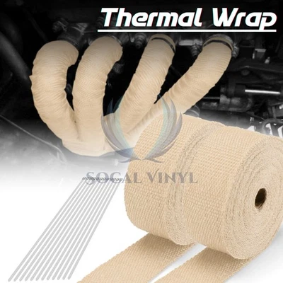 Cinta térmica de aislamiento de cabezal colector envolvente térmica de escape beige 2 rollos x 2" 50 pies Foto 1 de 4