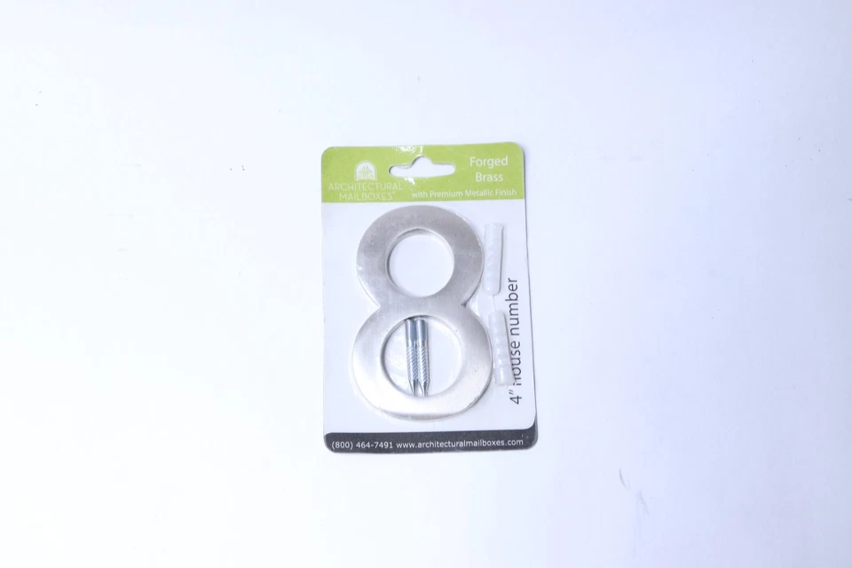 Caixas de correio arquitetônicas 4 pol. Casa flutuante de níquel acetinado número 8 - Imagem 1 de 1