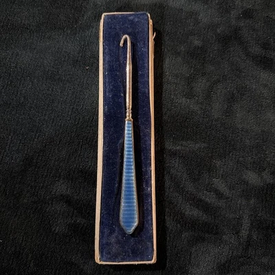 Antique Button Hook With Iridescent Blue Handle - Image 1 of 2