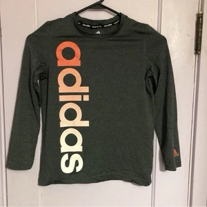 Adidas Kids Long Sleeve Logo T-Shirt Dark Gray Kids size small - Picture 1 of 3