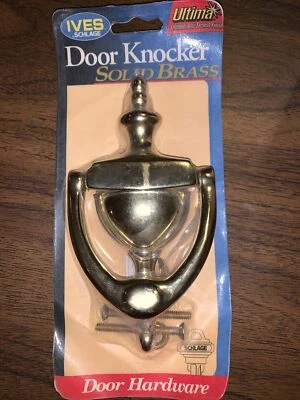 Llamador de puerta de latón macizo Ives Schlage decoración del hogar nuevo en paquete Foto 1 de 2