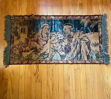 Old Christian Antique Italian Tapestry Holy Family Mary Jesus Joseph 21.5"x40"