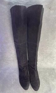 Steve Madden Overrpas Black Suede over the knee Tall Leather Boots Size 7 Shoes - Picture 1 of 9