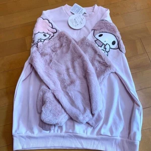 S-M My melody Kawaii Pink hooded sweatshirt Long-Sleeve Hello kitty Friend NEW - Picture 1 of 5