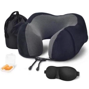 Coussin de Voyage U-Oreiller Mousse Mémoire + bouchons oreilles + Masque yeux - Picture 1 of 1