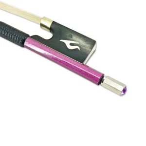 New 4/4 violin bow pink carbon fiber ebony frog bow hair bow head flower diamond - Picture 1 of 13