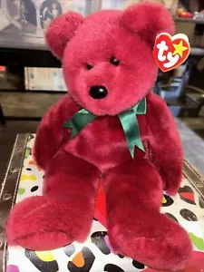 Beanie Buddy Ty "TEDDY the Cranberry Bear" autentico da collezione - 1998 - Foto 1 di 6