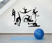 Gymnastics Girls Pattern Vinyl Wall Decal Girls Room Decor Athlete Sport Sticker
