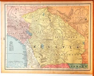 Schöne Original 1899 Bolivien große Farbkarte / 10x14 - Bild 1 von 1